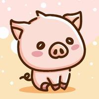 illustration de cochon mignon cochon kawaii chibi style de dessin vectoriel dessin animé de cochon