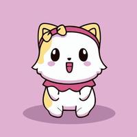 illustration de chat mignon chat kawaii chibi style de dessin vectoriel dessin animé de chat