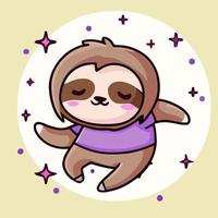 mignon chibi paresseux kawaii illustration paresseux paresseux somnolent graphique vectoriel