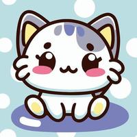 illustration de chat mignon chat kawaii chibi style de dessin vectoriel dessin animé de chat