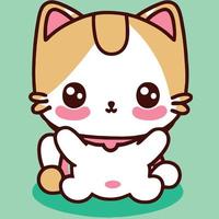 illustration de chat mignon chat kawaii chibi style de dessin vectoriel dessin animé de chat