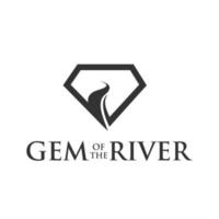 diamant rivière logo design illustration vectorielle sur fond blanc vecteur