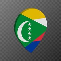 pointeur de carte avec le drapeau des comores. illustration vectorielle. vecteur