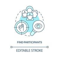 trouver l'icône de concept turquoise des participants. trouver des membres pour la recherche. illustration de la ligne mince de l'idée abstraite de recrutement. dessin de contour isolé. trait modifiable vecteur