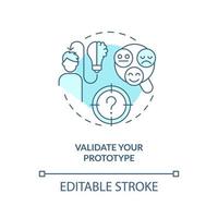 validez votre prototype d'icône de concept turquoise. interaction des utilisateurs avec l'illustration de la ligne mince de l'idée abstraite du produit. dessin de contour isolé. trait modifiable vecteur