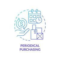 icône de concept de dégradé bleu d'achat périodique. illustration de la ligne mince de l'idée abstraite de la méthode d'approvisionnement formelle. effectuer des versements réguliers. dessin de contour isolé vecteur