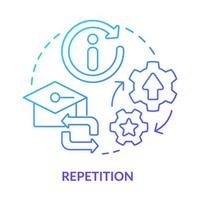 icône de concept de dégradé bleu de répétition. apprentissage par cœur et formation. apprendre le matériel. principe d'apprentissage de l'illustration de la ligne mince de l'idée abstraite. dessin de contour isolé vecteur