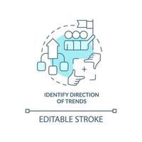identifier la direction des tendances icône de concept turquoise. contrôler les tendances commerciales idée abstraite illustration de la ligne mince. dessin de contour isolé. trait modifiable vecteur