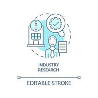 icône de concept turquoise de recherche de l'industrie. analyse du marché. façon d'identifier les tendances idée abstraite illustration en ligne mince. dessin de contour isolé. trait modifiable vecteur
