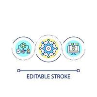 icône de concept de boucle de stratégie de marketing électronique. entreprise numérique. toutes les industries ont eu un impact sur l'illustration de la ligne mince de l'idée abstraite. dessin de contour isolé. trait modifiable vecteur