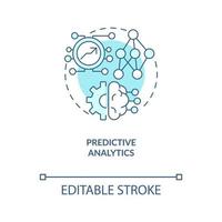 icône de concept turquoise d'analyse prédictive. technologie ai. science des données dans l'illustration de la ligne mince de l'idée abstraite du marketing. dessin de contour isolé. trait modifiable vecteur