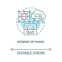 icône de concept turquoise internet des objets. intelligence artificielle. illustration de la fine ligne de l'idée abstraite de la science des données. dessin de contour isolé. trait modifiable vecteur