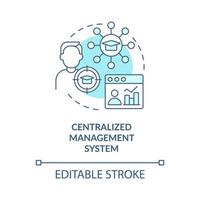 icône de concept bleu de système de gestion centralisée. suivi des élèves. lms bénéficie de l'illustration de la ligne mince de l'idée abstraite. dessin de contour isolé. trait modifiable vecteur