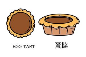 illustration vectorielle de tarte aux oeufs. dessert du nouvel an chinois vecteur