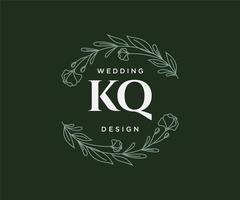 collection de logos de monogramme de mariage lettre initiales kq, modèles minimalistes et floraux modernes dessinés à la main pour cartes d'invitation, réservez la date, identité élégante pour restaurant, boutique, café en image vectorielle vecteur