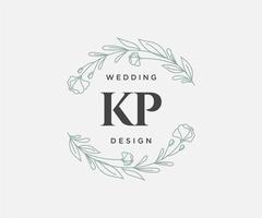 collection de logos de monogramme de mariage lettre initiales kp, modèles minimalistes et floraux modernes dessinés à la main pour cartes d'invitation, réservez la date, identité élégante pour restaurant, boutique, café en image vectorielle vecteur