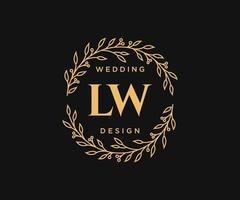 lw initiales lettre collection de logos de monogramme de mariage, modèles minimalistes et floraux modernes dessinés à la main pour cartes d'invitation, réservez la date, identité élégante pour restaurant, boutique, café en image vectorielle vecteur