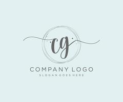 logo féminin cg initial. utilisable pour les logos nature, salon, spa, cosmétique et beauté. élément de modèle de conception de logo vectoriel plat.
