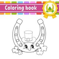 livre de coloriage pour les enfants. caractère joyeux. style de dessin animé mignon. silhouette de contour noir. isolé sur fond blanc. illustration vectorielle. vecteur