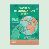 modèle d'affiche de la semaine mondiale de la vaccination vecteur