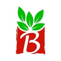 logo initial de la boîte à feuilles b vecteur