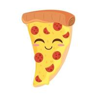 pizza kawaii nourriture vecteur