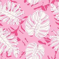 belle conception de modèle sans couture de branche de feuilles tropicales. feuilles tropicales, fond de motif floral harmonieux de feuille de monstera. illustration brésilienne à la mode. design printemps été pour la mode, les imprimés vecteur