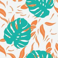 belle conception de modèle sans couture de branche de feuilles tropicales. feuilles tropicales, fond de motif floral harmonieux de feuille de monstera. illustration brésilienne à la mode. design printemps été pour la mode, les imprimés vecteur