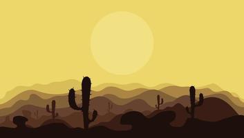 désert de montagne et cactus. illustration vectorielle vecteur