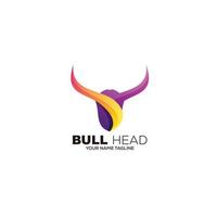 vecteur de conception colorée de logo de tête de taureau