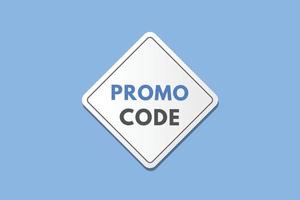 bouton de texte de code promotionnel. code promo signe icône étiquette autocollant web boutons vecteur