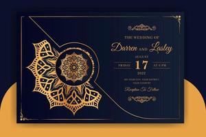 modèle de carte d'invitation de mariage mandala de luxe avec motif fond islamique arabe vecteur