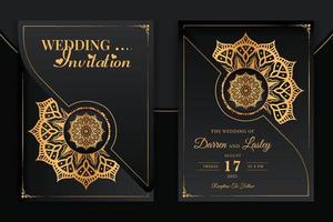 modèle de carte d'invitation de mariage mandala de luxe avec motif fond islamique arabe vecteur