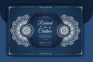 modèle de carte d'invitation de mariage mandala de luxe avec motif fond islamique arabe vecteur