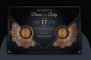 modèle de carte d'invitation de mariage mandala de luxe avec motif fond islamique arabe vecteur