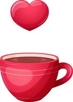 tasse de café romantique, thé avec coeur, tasse de café pour la saint valentin vecteur