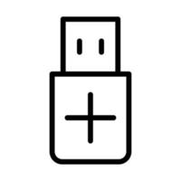 lecteur flash ajouter une ligne d'icône isolée sur fond blanc. icône noire plate mince sur le style de contour moderne. symbole linéaire et trait modifiable. illustration vectorielle de trait parfait simple et pixel vecteur