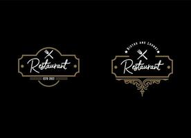 modèles de logo avec des éléments monogrammés et des ornements florissants pour les restaurants vecteur