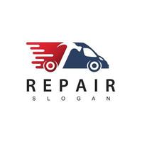 modèle de logo de réparation de voiture, marteau et icône de voiture vecteur