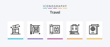 pack d'icônes de la ligne de voyage 5, y compris les voyages. sac. croisière. sac à dos. ordinaire. conception d'icônes créatives vecteur