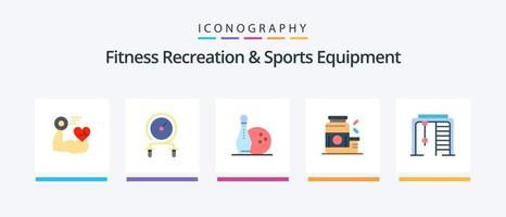 équipement de loisirs et de sport de fitness pack plat 5 d'icônes comprenant un supplément. protéine. formation. gagnant. kegling. conception d'icônes créatives vecteur