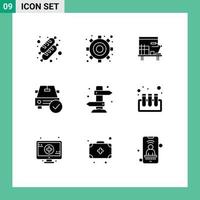 pack d'icônes vectorielles stock de 9 signes et symboles de ligne pour le bureau de direction d'été ok éléments de conception vectoriels éditables complets vecteur
