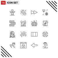 ensemble de 16 contours vectoriels sur la grille pour les livres de bibliothèque technologie de moniteur d'atome éléments de conception vectoriels modifiables vecteur