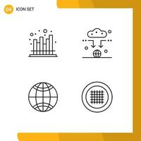 groupe de 4 couleurs plates remplies modernes définies pour le marché mondial des entreprises connecter des éléments de conception vectoriels modifiables au monde vecteur