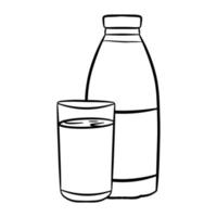 bouteille de lait et contour de verre vecteur