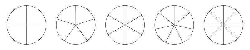 icône de tranche de segment. modèle de graphique à secteurs. cercle section graphique dessin au trait. Infographie de 4, 5, 6, 7, 8 segments. pièces de cercle de diagramme. élément géométrique.