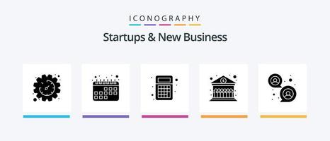 startups et nouveau pack d'icônes de glyphe d'entreprise 5, y compris la société. groupe de discussion. calculatrice. se concentrer. imeuble. conception d'icônes créatives vecteur