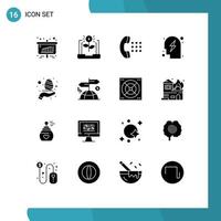 interface mobile glyphe solide ensemble de 16 pictogrammes d'éléments de conception vectorielle modifiables de téléphone de planification d'investissement de stratégie d'oeuf vecteur