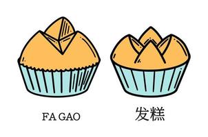 fa gao, illustration vectorielle de gâteau de fortune chinois. dessert du nouvel an chinois vecteur