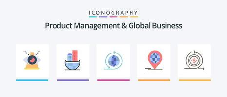 gestion des produits et pack d'icônes plat 5 pour les affaires mondiales, y compris l'investissement. moderne. durable. global. Entreprise. conception d'icônes créatives vecteur